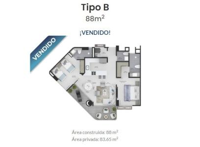 PROYECTO NUEVO - Se vende apartamento Nuevo en el sector de Cielo Mar, 88 mt2, 2 habitaciones