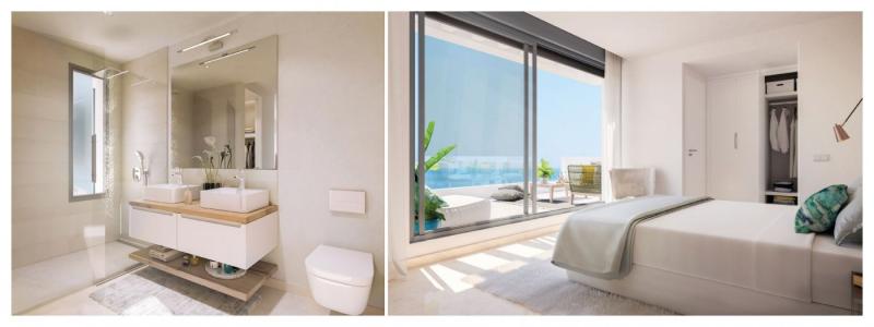 Piso de 2 dormitorios, 2 baños, 2 plazas de garaje, obra nueva frente al mar de Mijas Costa, 182 mt2, 2 habitaciones