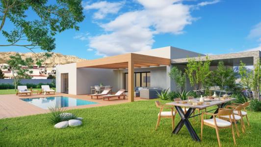 Villa de obra nueva de 2 y 3 dormotorios en Parcelas de 880m² en Río Park, Mutxamel (Alicante)., 155 mt2, 3 habitaciones