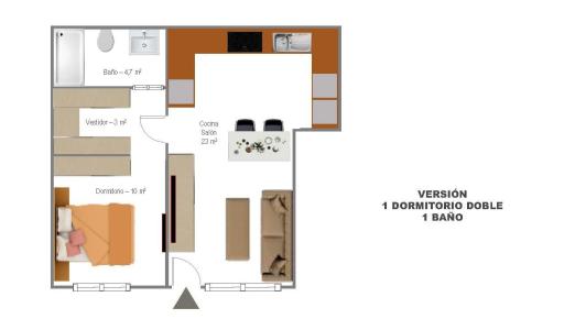 Local convertible en apartamento de planta baja, 54 mt2, 1 habitaciones